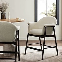 Milland Counter Stool, Fiqa Boucle Cream, Mocha Ash, Black Iron