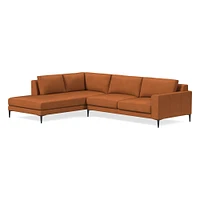 Harper 107" Right 2-Piece Bumper Chaise Sectional, Saddle Leather, Nut, Dark Bronze