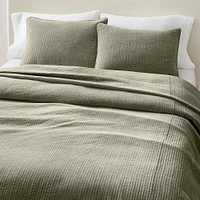 Washed Cotton Velvet Full/Queen Coverlet, Sand