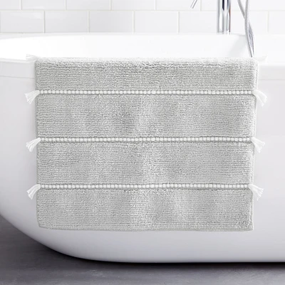 Open Box: Organic Tassel Stripe Bath Mat, White, 24"x64"