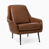 Lottie Chair, Poly, Saddle Leather, Nut, Brass