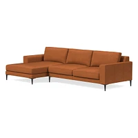 Harper 118" Right 2-Piece Chaise Sectional, Saddle Leather, Nut, Dark Bronze