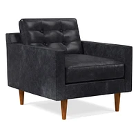 Drake Midcentury Chair, Poly, Saddle Leather, Nut, Black on Beech