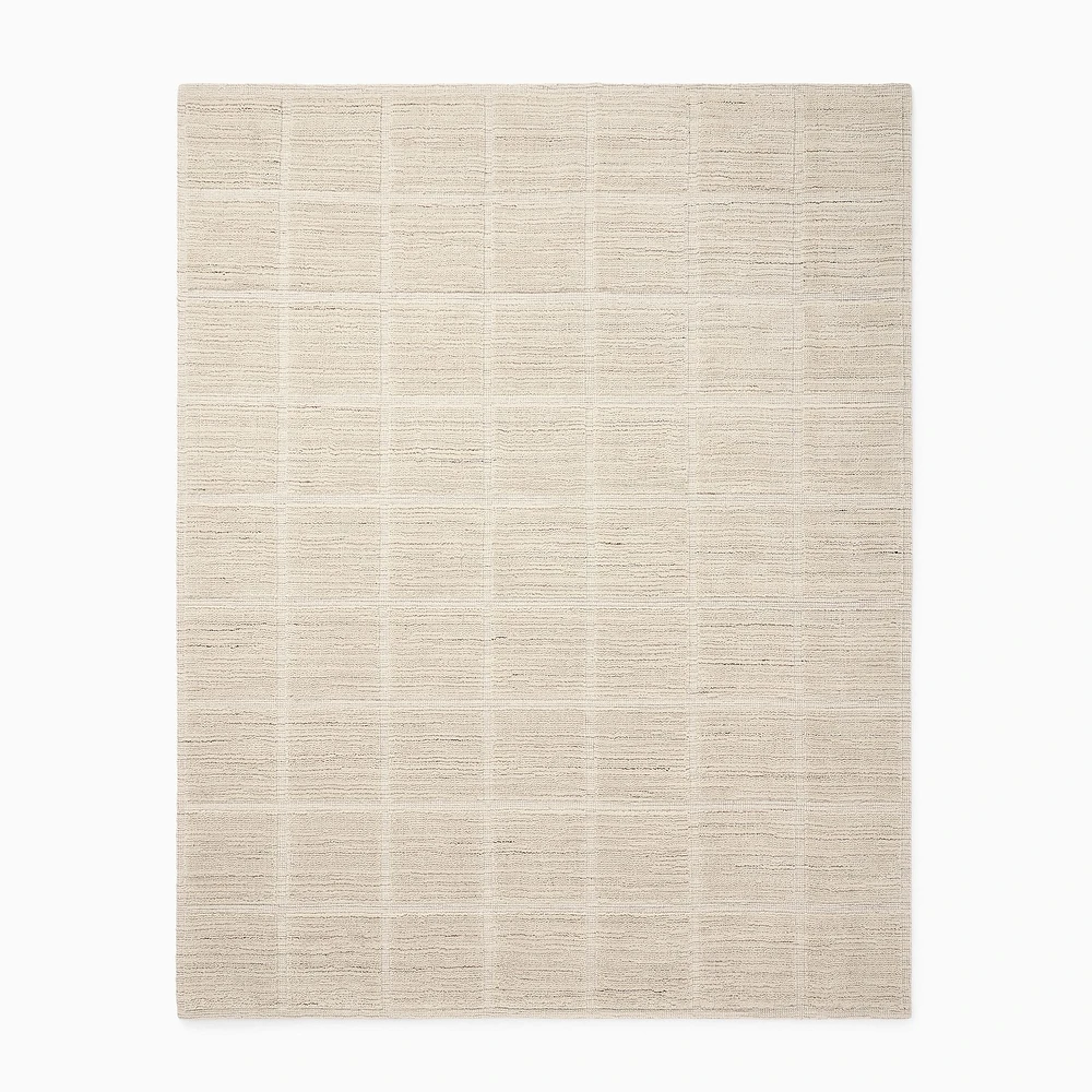 Chip & Dent: Lumini Grid Performance Wool Rug, 6'x9', Alabaster