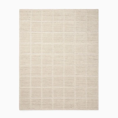 Chip & Dent: Lumini Grid Performance Wool Rug, 6'x9', Alabaster