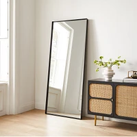 Deep Framed Metal Floor Mirror, Antique Brass, 30x72in