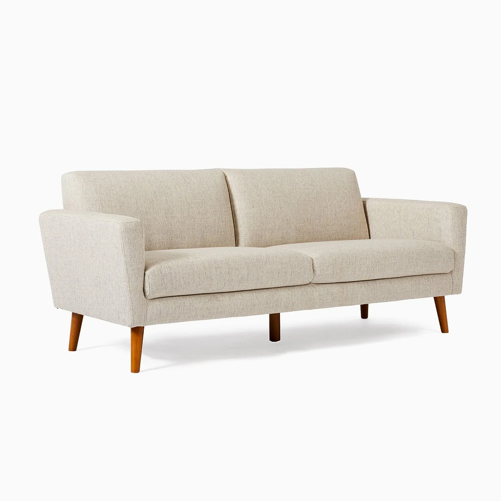 Oliver 72" Sofa, Twill, Dove, Light Walnut