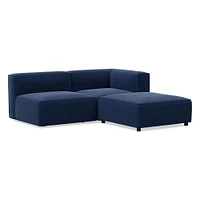 Remi Ottoman, Memory Foam, Yarn Dyed Linen Weave, Alabaster, Concealed Support