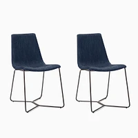 Modern Slope Dining Chair, Set of 2, Astor Velvet, Slate, Antique Brass