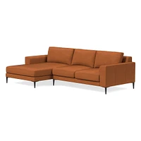 Harper 118" Right 2-Piece Chaise Sectional, Saddle Leather, Nut, Dark Bronze