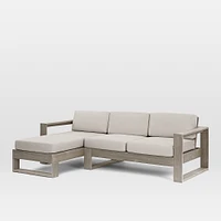 Portside Outdoor 2-Piece Chaise Sectional 92", Left Arm Sofa, Right Chaise, Driftwood, Pearl Gray