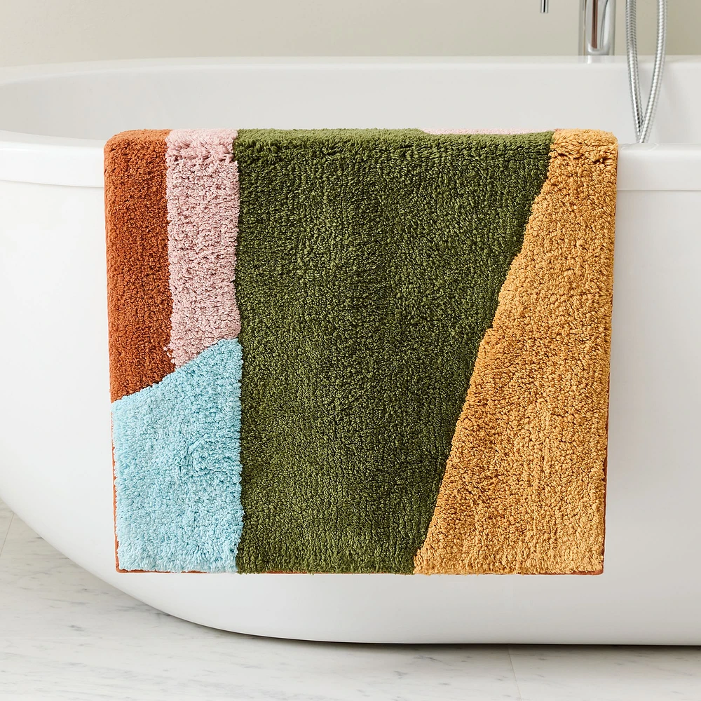 Angled Modern Bath Mat, Adobe Rose, 20"x34"