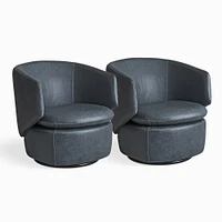 Crescent Swivel Chair, Poly, Saddle Leather, Nut