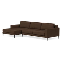 Harper 118" Right 2-Piece Chaise Sectional, Saddle Leather, Nut, Dark Bronze