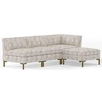 Modular - Modern Thin Legs Sectional, Oblong Slate