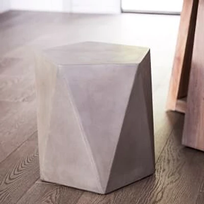 Faceted 18" Outdoor Side Table, Dark Gray