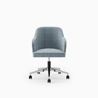 West Elm Work From Home Sterling Armed Desk Chair, Hard Casters, Polished Aluminum Base, Tweed Multi, Medium Gray