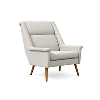 Carlo Highback Chair, Poly, Yarn Dyed Linen Weave, Alabaster, Pecan