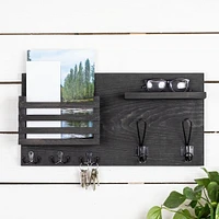 Mail Holder with Coat Hooks, Black