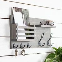 Mail Holder with Coat Hooks, Black