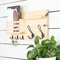 Mail Holder with Coat Hooks, Black