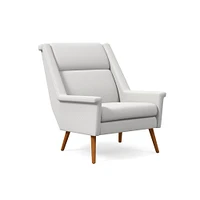 Carlo Highback Chair, Poly, Yarn Dyed Linen Weave, Alabaster, Pecan