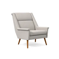 Carlo Highback Chair, Poly, Yarn Dyed Linen Weave, Alabaster, Pecan