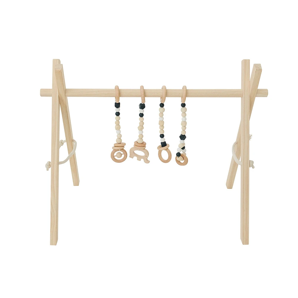 Natural Wood Baby Gym, Black Toys