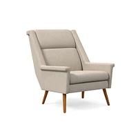 Carlo Highback Chair, Poly, Yarn Dyed Linen Weave, Alabaster, Pecan