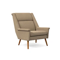 Carlo Highback Chair, Poly, Yarn Dyed Linen Weave, Alabaster, Pecan