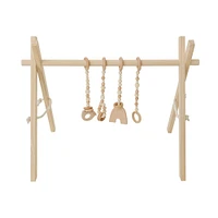 Natural Wood Baby Gym, Black Toys