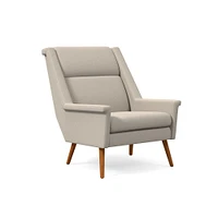 Carlo Highback Chair, Poly, Yarn Dyed Linen Weave, Alabaster, Pecan