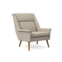 Carlo Highback Chair, Poly, Yarn Dyed Linen Weave, Alabaster, Pecan