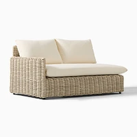 Westport Thin Outdoor Left Arm Sofa,  All Weather Wicker, Natural, Crosshatch Weave Alabaster