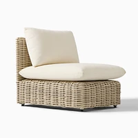 Westport Slim Profile Outdoor Armless Single, All Weather Wicker, Natural, Crosshatch Weave, Alabaster