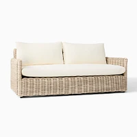 Westport Thin Outdoor 68" Sofa, All Weather Wicker, Seashore, Crosshatch Weave, Alabaster