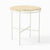 Sorrento Outdoor Side Table, White and Tan