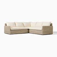 Westport Thin Outdoor -Piece L-Shaped Sectional, All Weather Wicker, Natural, Crosshatch Weave