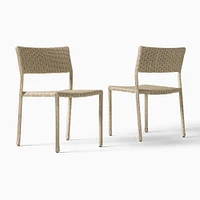 Westport Thin Outdoor Stacking Dining Side Chair, All Weather Wicker, Natural, Set of 2