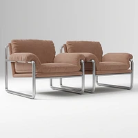 Desmond Chair, Deluxe Linen, Sand, Polished Stainless Steel