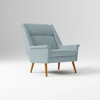 Carlo Highback Chair, Poly, Yarn Dyed Linen Weave, Alabaster, Pecan