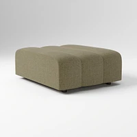 Avalon Ottoman Poly Performance Yarn Dyed Linen Weave Alabaster Concealed Support