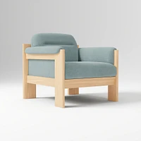 Gunnison Lounge Chair, Yarn Dyed Linen Weave Alabaster, Acorn