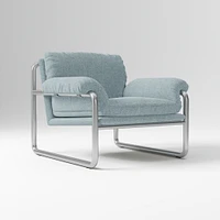 Desmond Chair, Deluxe Linen, Sand, Polished Stainless Steel