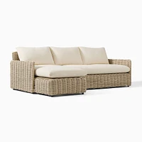 Westport Thin Outdoor 2-Piece Chaise Sectional, Left Arm Sofa and Right Chaise, All Weather Wicker, Natural, Crosshatch Weave, Alabaster