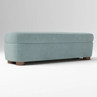 Leroy Storage Bench Performance Yarn Dyed Linen Weave Alabaster Almond on Ash Poly