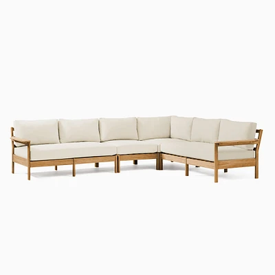 Playa Outdoor 4-Piece L-Shaped Sectional, Mast, Pearl Gray