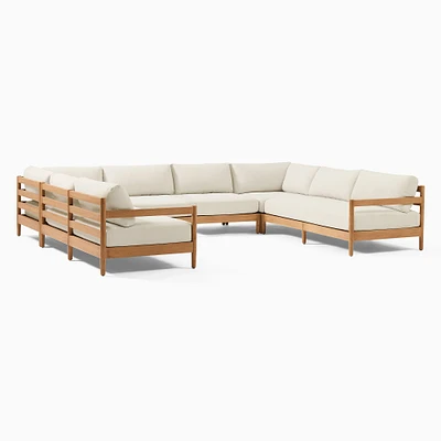 Playa Outdoor 6-Piece U-Shaped Sectional, Mast, Plain Weave, Alabaster