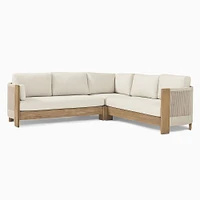 Porto Outdoor 3-Piece L-Shaped Sectional 100", Driftwood, Pearl Gray