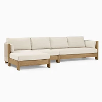 Porto Outdoor 2-Piece Chaise Sectional 134", Left Arm Sofa, Right Chaise, Driftwood, Pearl Gray